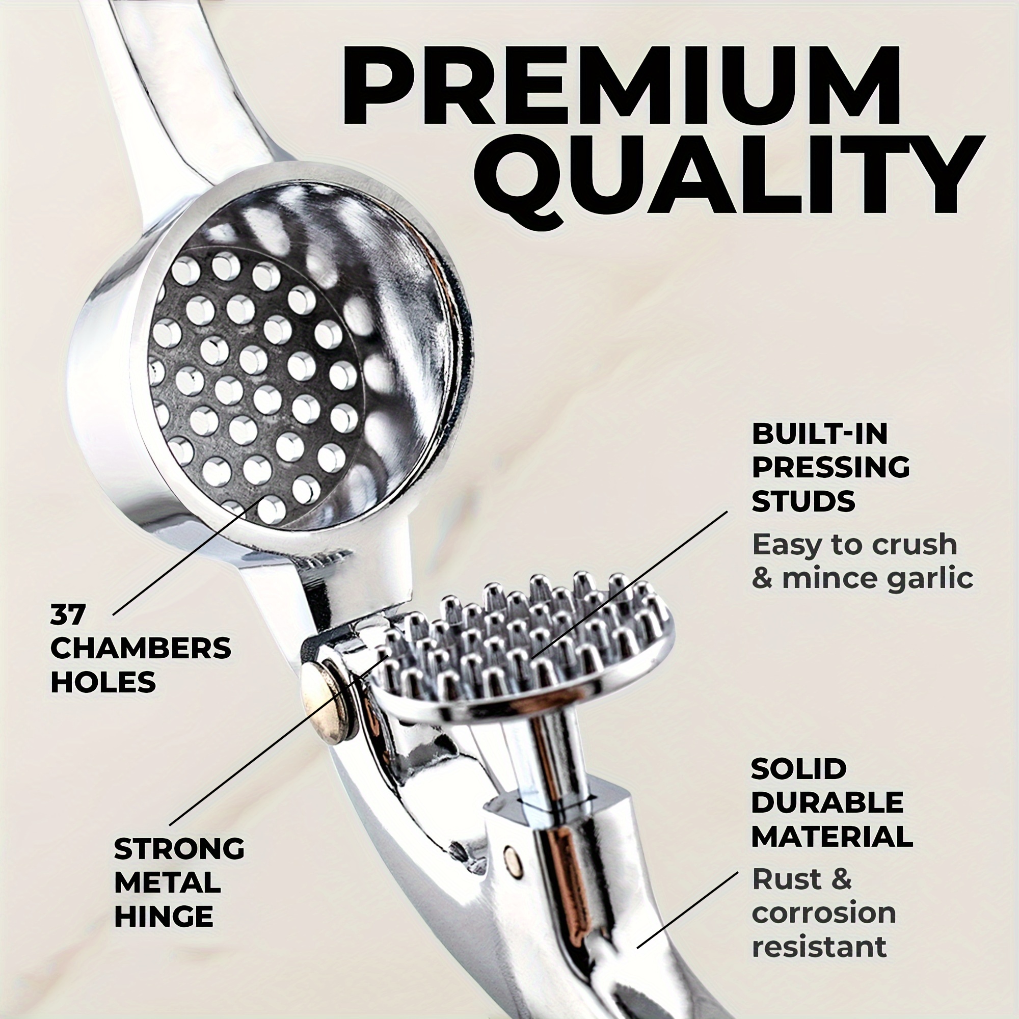 Premium Stainless Steel Garlic Press & Peeler Set - Mince - Crush