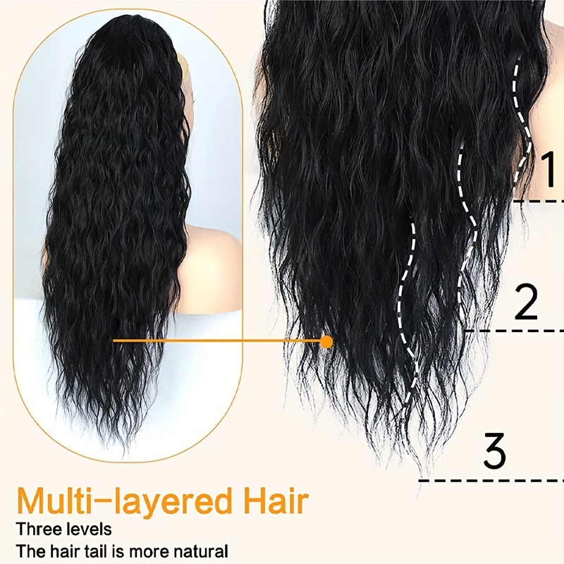 Curly Water Wave Ponytail Clip In Hair Extensions