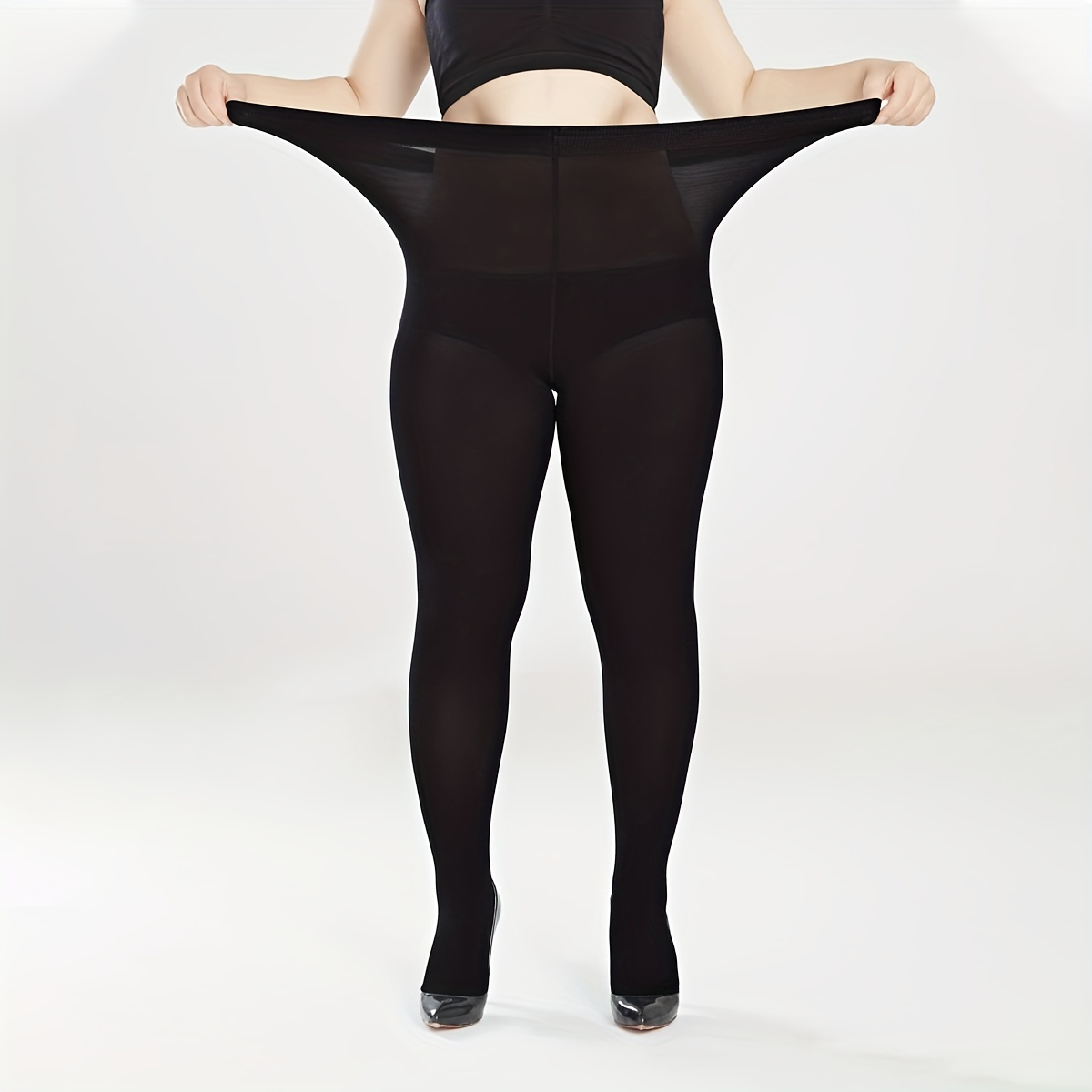 Plus Size Casual Pantyhose Women's Plus Solid High Waist - Temu