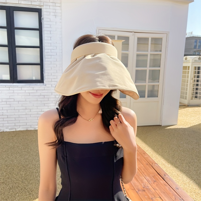 Large Brim Scallop Hat Women Empty Top Uv Protection Beach - Temu United  Arab Emirates