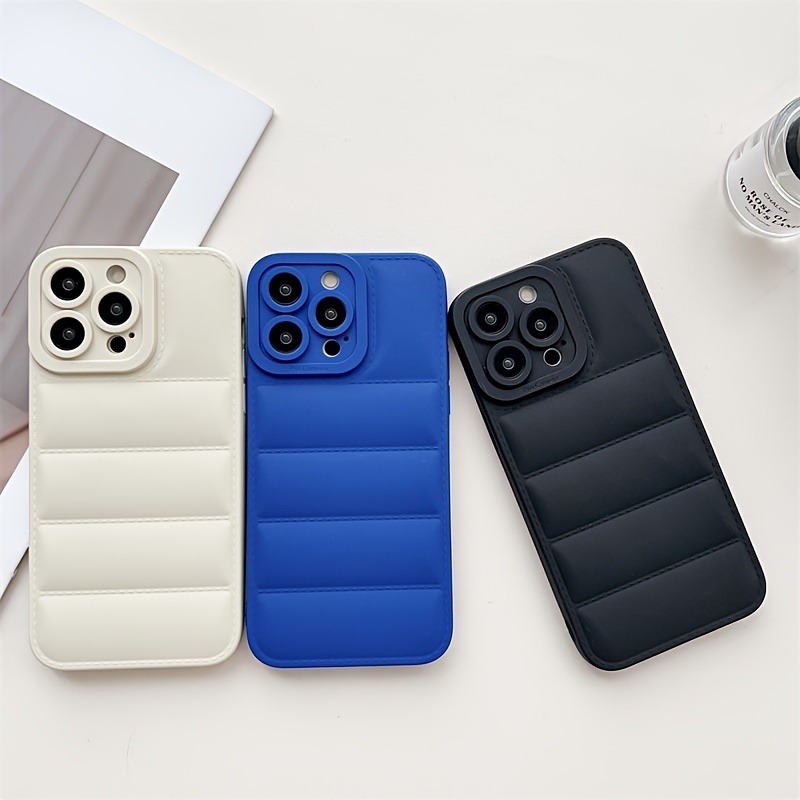 

3-pack Premium Puffer Stripe Style Case For 7/8g, Xs/xr, 11, 13, 14pro, 14plus,15pro Max - Soft-touch Protective Cover With Full Coverage - Shockproof, Anti-slip Design