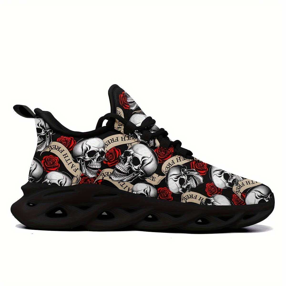 Fashion Halloween Skeleton Print Lace Sports Shoes Temu Canada