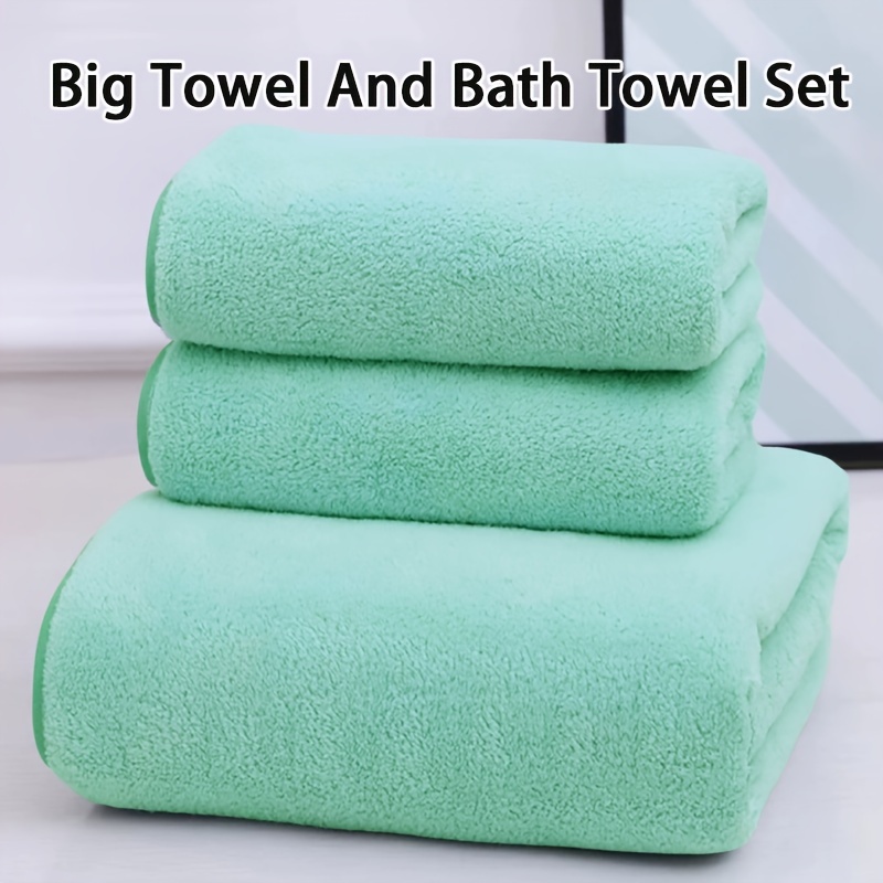 Premium Bath Towel Set Polyester Coral Velvet Highly - Temu