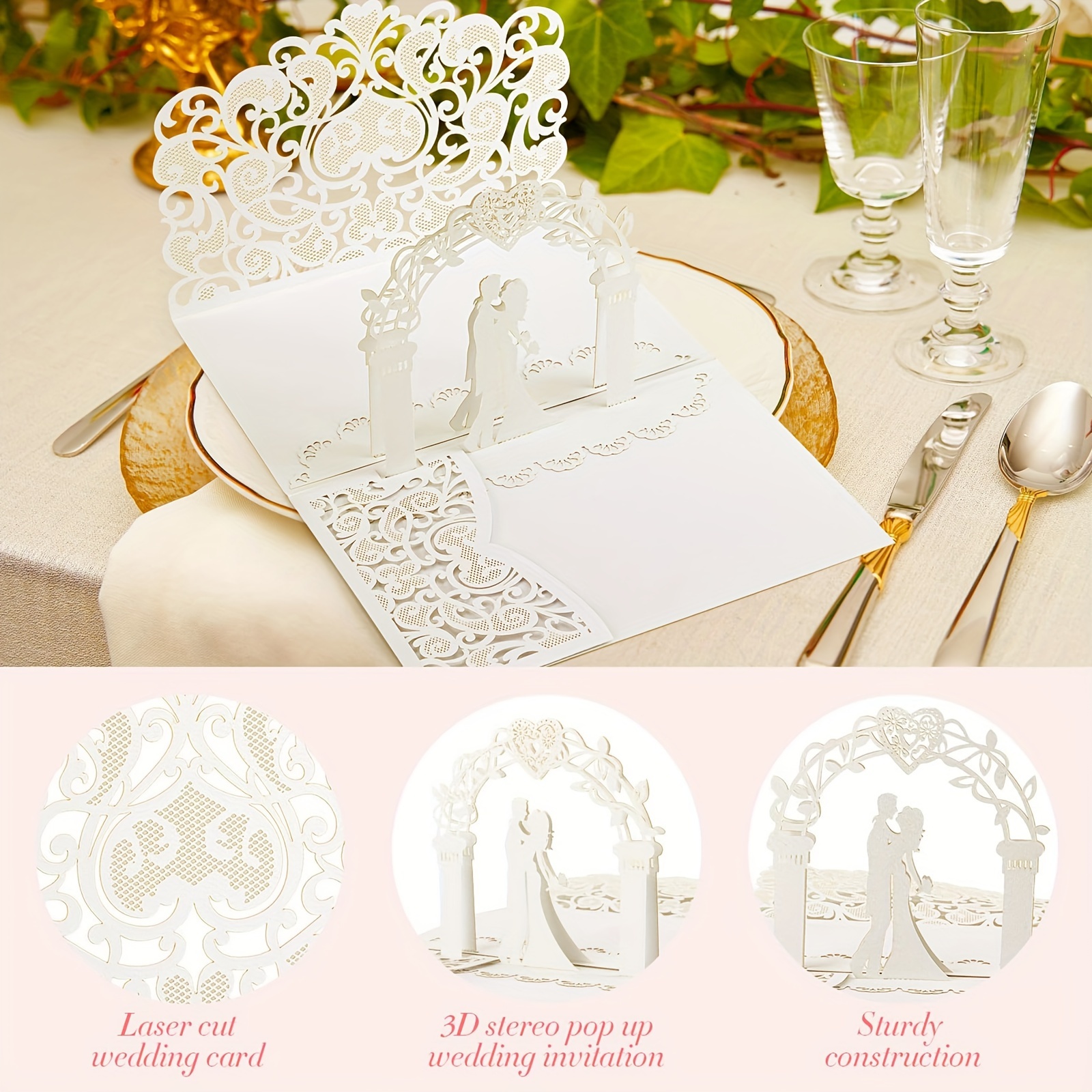 Paper Laser Cut Invitations Luxury 3 d Card Multi color - Temu