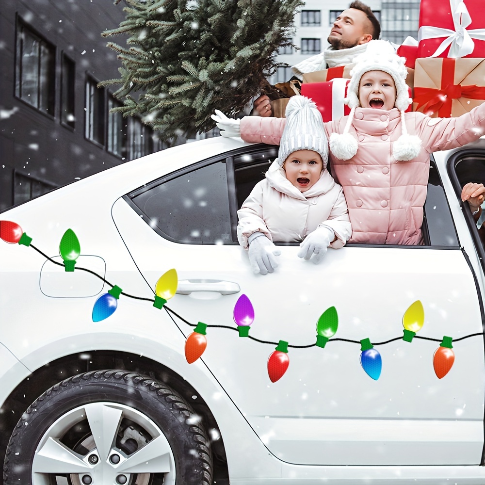 SUWHWEA Décoration de réfrigérateur de voiture de Noël - 8 aimants  réfléchissants en forme d'ampoule 6 ensemble d'ornement de fil magnétique  Cadeaux de dédouanement 