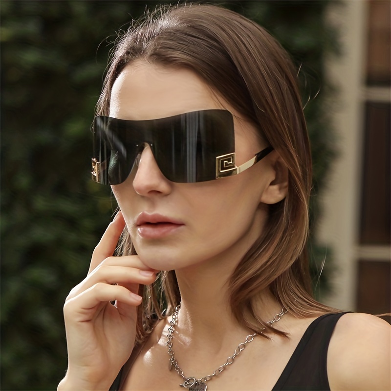 Oversized Rimless Fashion Sunglasses Women Men Round - Temu