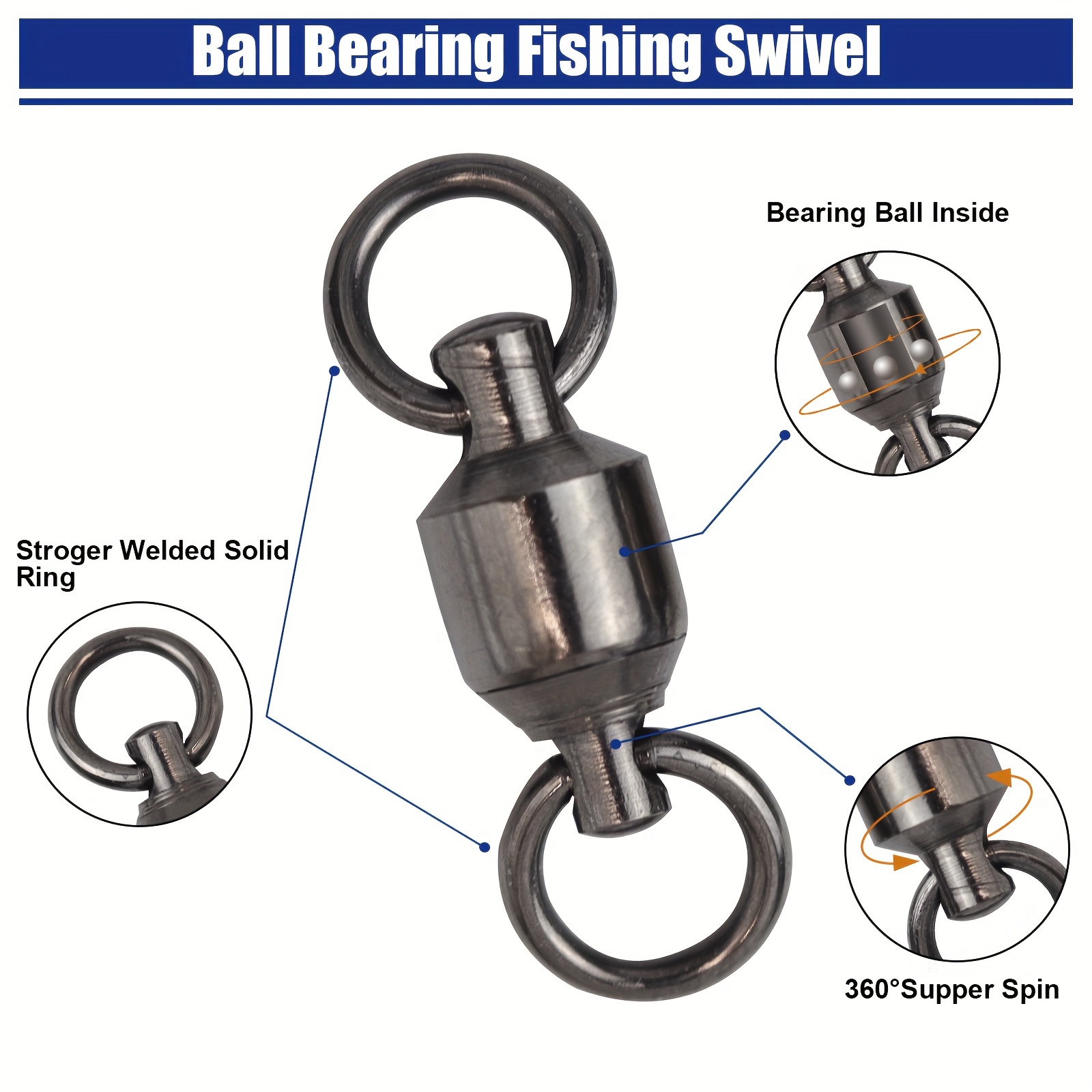 50pcs Fishing Rolling Swivel Ring, Fishing Line Hook Connector, Fishing  Tackle Accessories