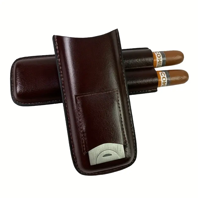 1pc spot cuban cigar case cigar case with 3 cigar scissors for free portable goya cigar box juggling smoking accessaries details 5