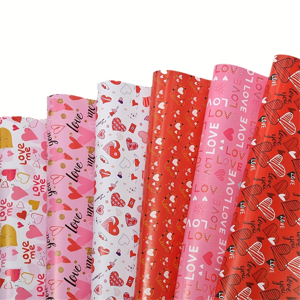 12pcs, Heart Pattern Wrapping Paper, Valentine's Day Anniversary Wedding  Gift Wrapping Material, Love Gift Wrapping Paper, Flower Wrapping, Gift Wrap