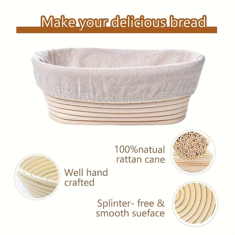 Panier à Pain En Rotin Naturel Avec Doublure Coton - Banneton Fermentation Pâte Boulangerie Maison