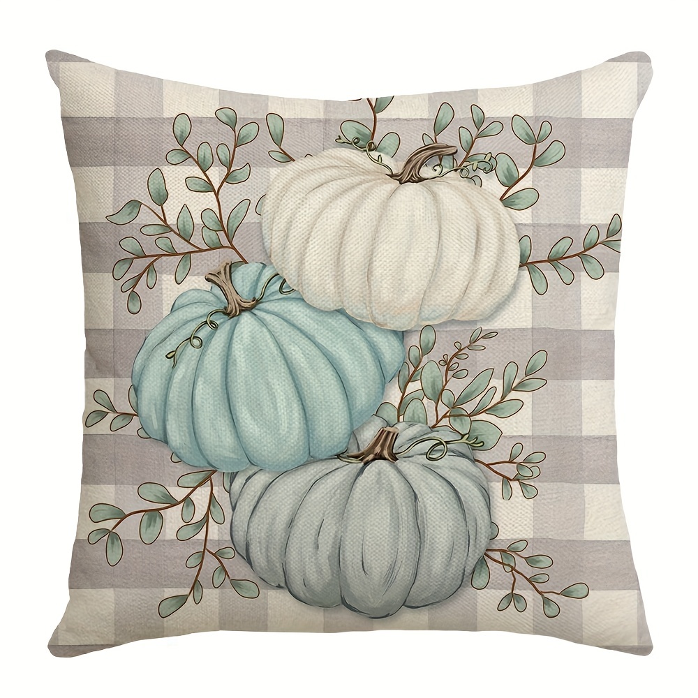 PANDICORN Farmhouse Fall Pillow Covers 18x18 Set of 4, Orange and Blue