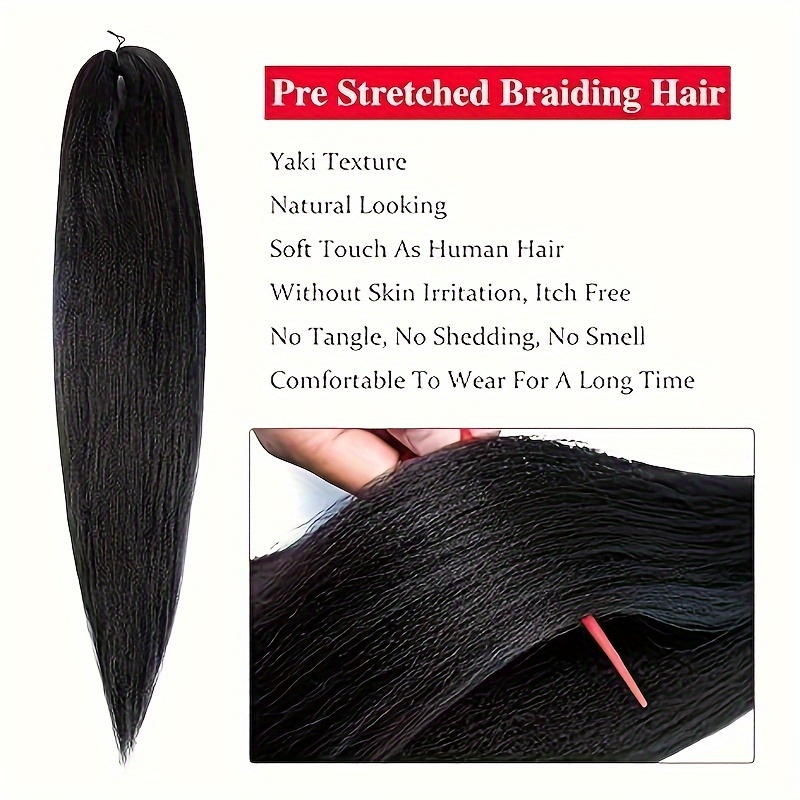 Pre stretched Braiding Hair Long Braiding Hair Yaki Texture - Temu