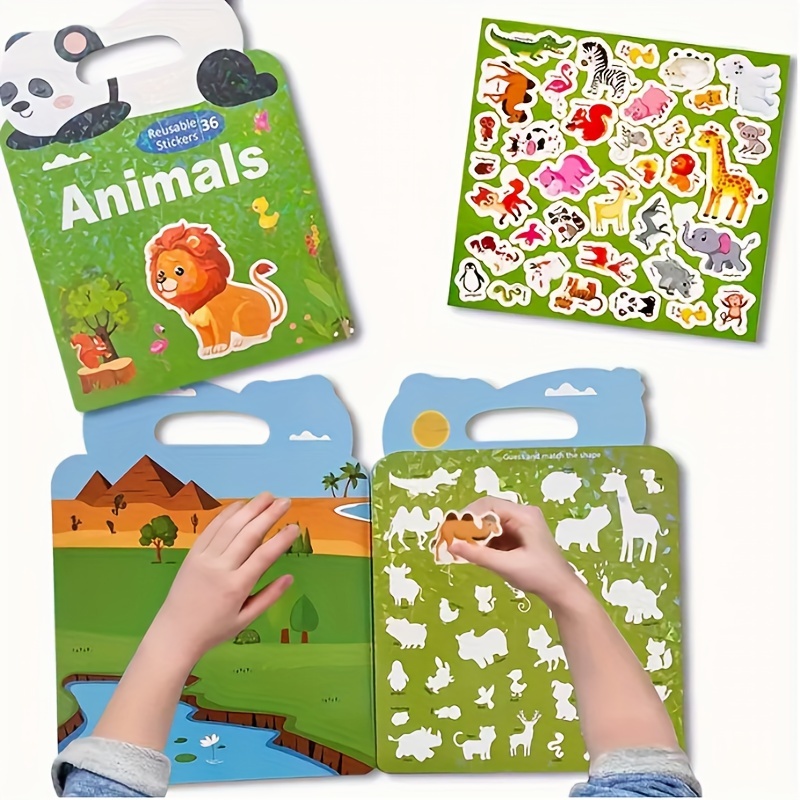 Reusable Sticker Book for Kids Ages 3+ Preschool Learning Activity Quiet  Busy Book Toddler Travel Toys Educational Gifts - Animal Wholesale