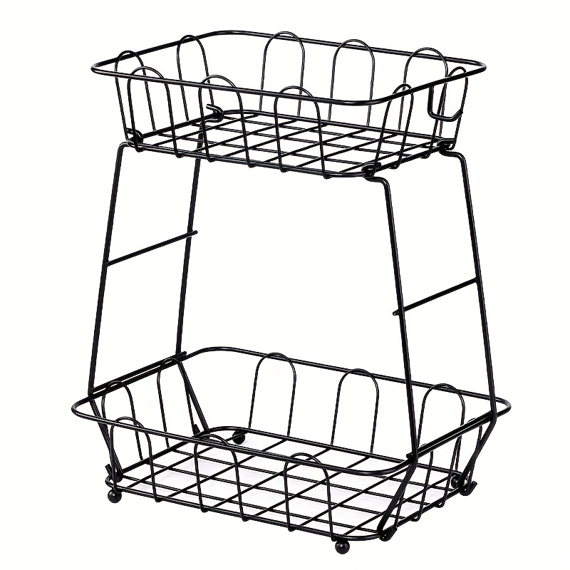 Craft Capital 2 Tier Fruit Basket with Banana Hook, Kitchen Fruit Bowl  Fruit Storage Basket Metal Fruit Rack Vegetable Snacks Bread Storage Rack  Fruit