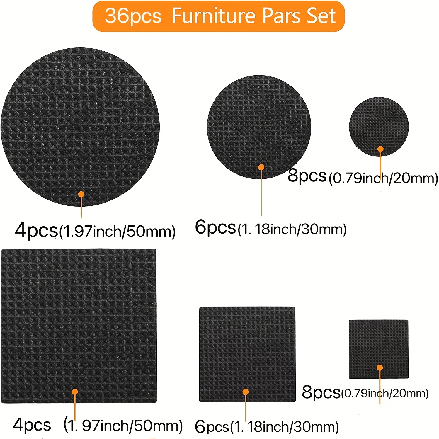 Non Slip Furniture Pads -18 pcs 3 Furniture Grippers, Non Skid for  Furniture Legs,Self Adhesive Rubber Feet Furniture Feet, Anti Slide  Furniture