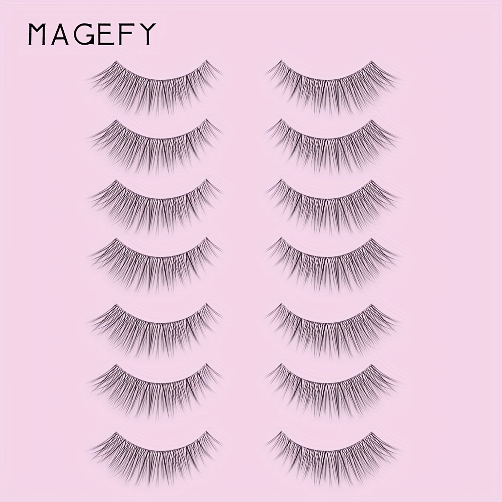 7 Pairs False Eyelashes Thick Curling Lashes Natural Look Fluffy Wispy Lashes