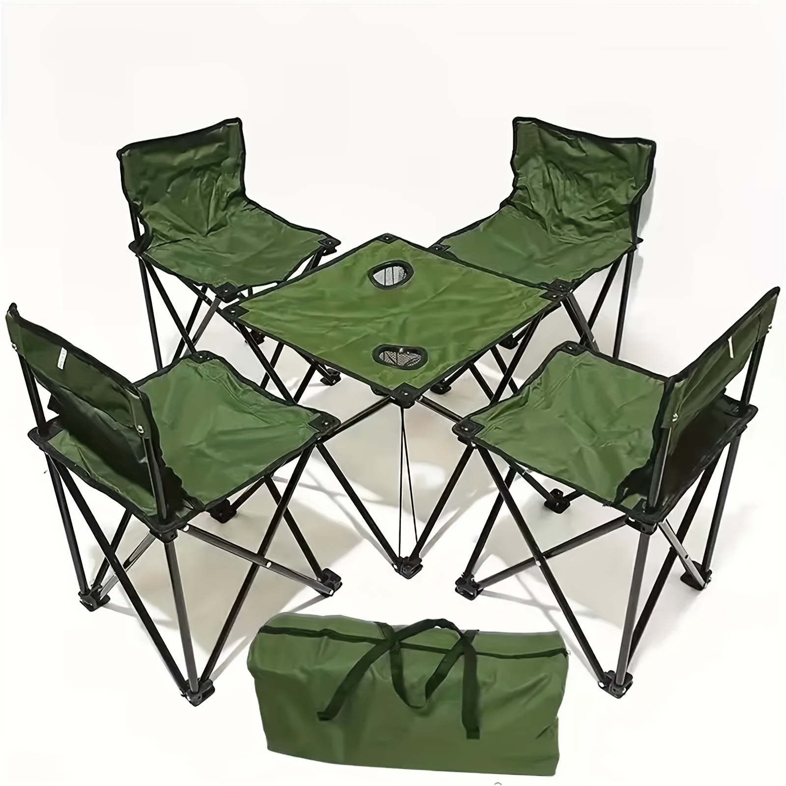  Juego de sillas de mesa de camping de 5 piezas, mesa plegable  al aire libre, mesa de picnic portátil de aluminio, altura ajustable  16.9-27.6 in : Patio, Césped y Jardín