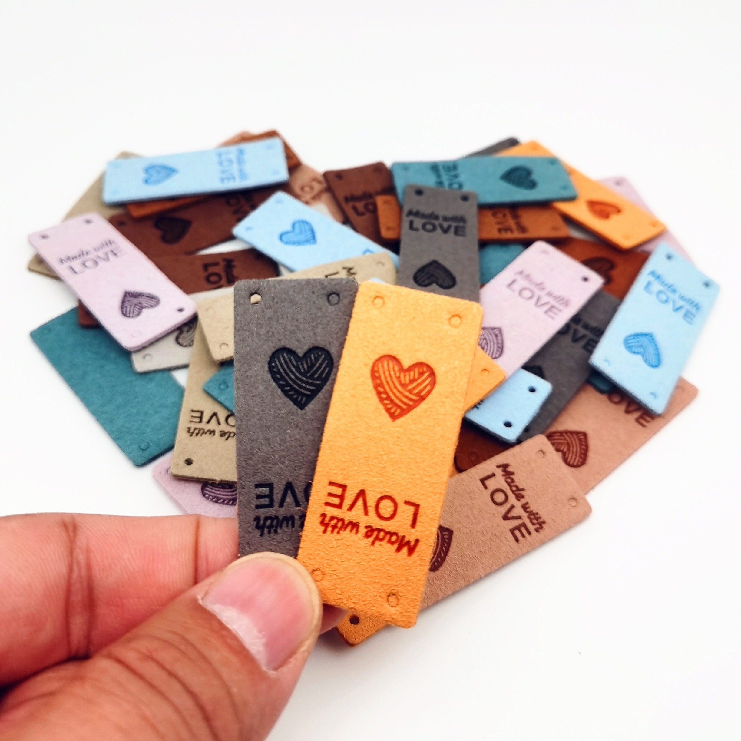 100Pcs Faux Leather Tags for Clothes Handmade Gift Handcraft Faux