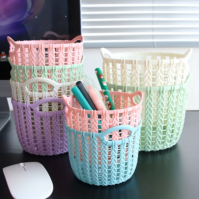 3pcs Small Plastic Baskets Handheld Shopping Baskets Sundries Storage  Baskets