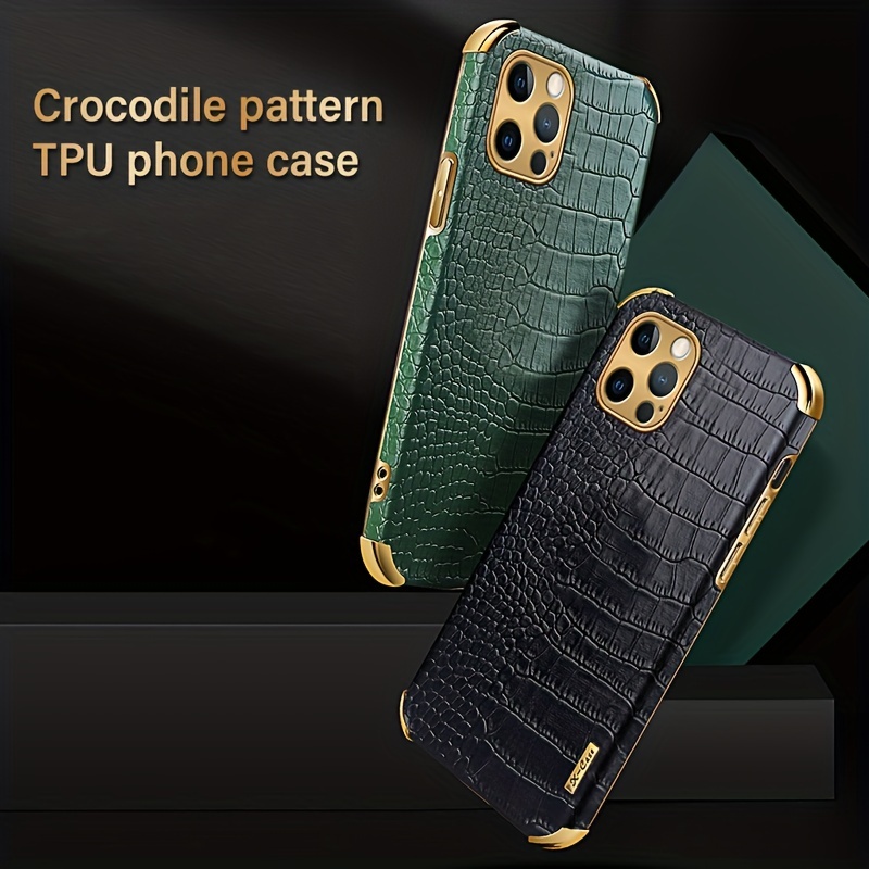 Personalise Customize Name Gold Letter Leather Case For iPhone 13 12 11 14  Pro XS Max X XR 6 7 8 Plus SE Luxury Crocodile Cover