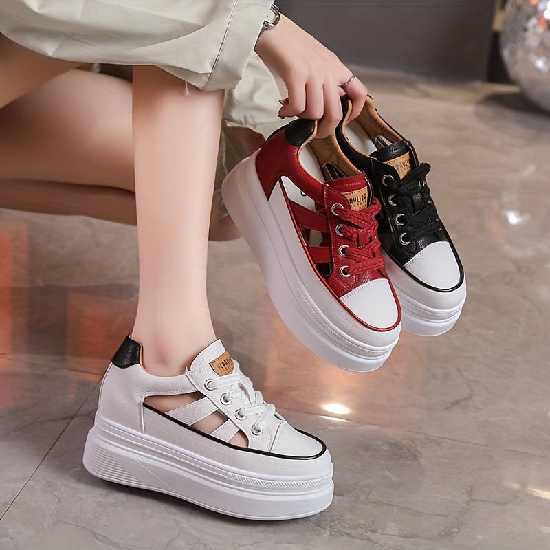High Top Women Sneakers 5 Cm Thick Shoes Breathable Sneaker White
