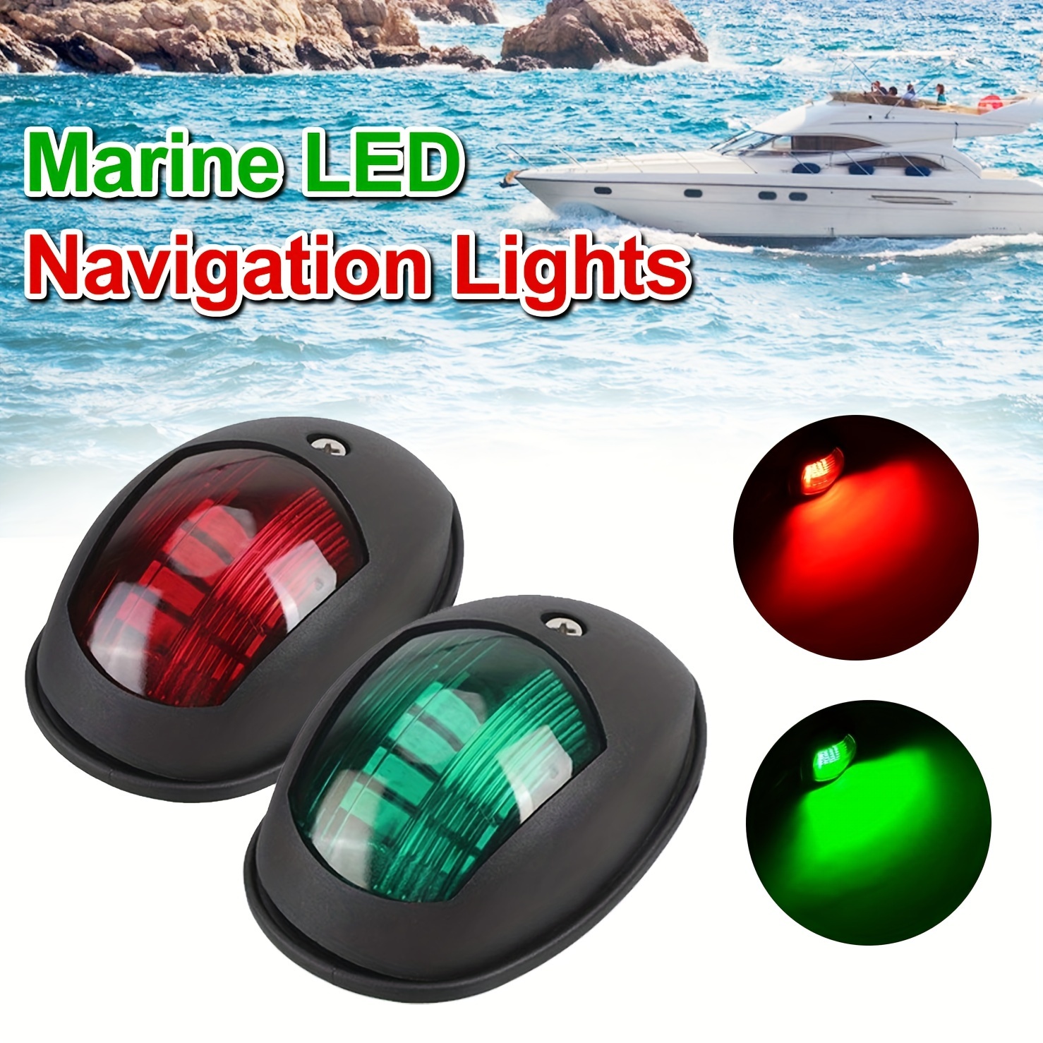 Boat Navigation Lights Red and Green LED Marine Navigation Light Boat Bow  Light
