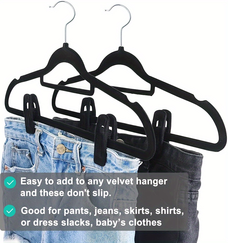 Velvet Hanger Clips, Pants Hangers Velvet Clips, Clothes Pins, Strong  Finger Clips Perfect For Thin Velvet Hangers, Closet Accessories - Temu