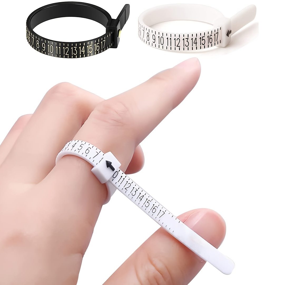  Medidor de anillos de plástico ajustable – Herramienta de  medición para dedos – Medidor de dedos para el tamaño del anillo – Adecuado  para mujeres y hombres – Medición de anillo