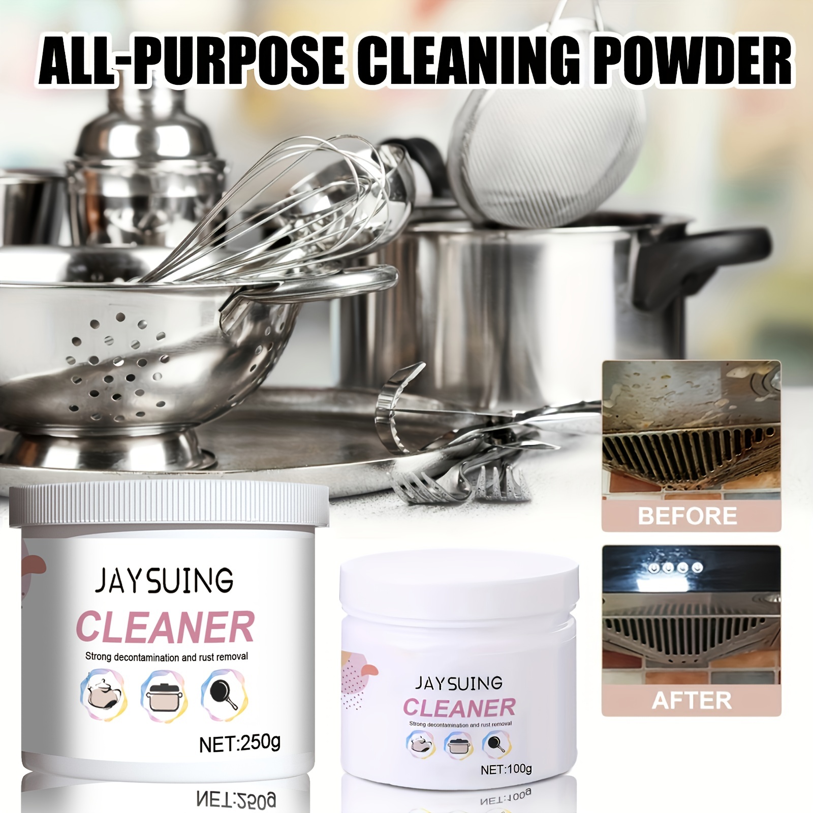 1pc, Multifunctional Cleaning Powder, 3.88oz, 8.82oz, Kitchen Heavy Oil  Cleaning Powder, Kitchenware Rust Removal Powder, Kitchen Stove Range Hood  Cle