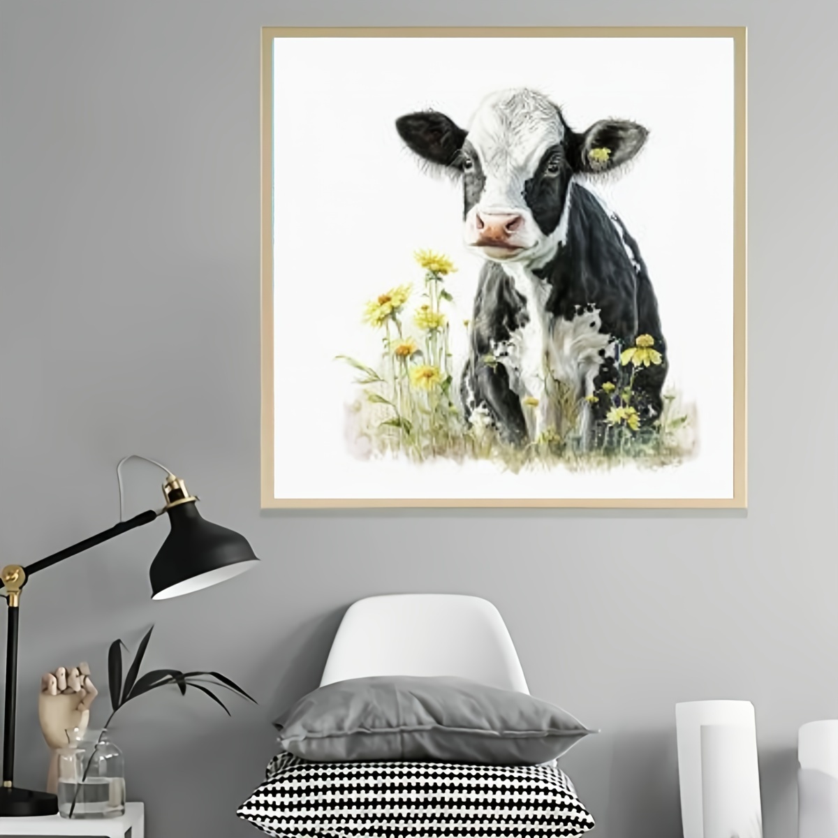 Farm Cow Diamond Painting Beautiful Sanflowers Design Wall Decoration  Embroidery