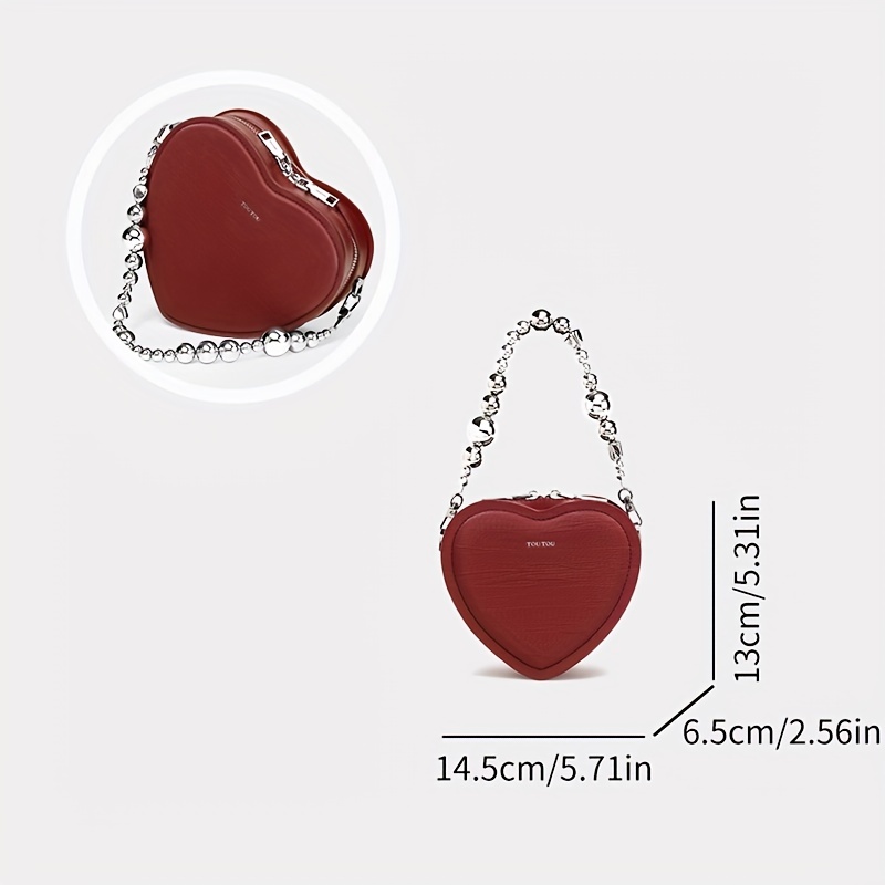 Toutou Heart Shaped Handbag, Trendy Chain Crossbody Bag, Mini Clutch Purse  For Wedding Prom Evening - Temu