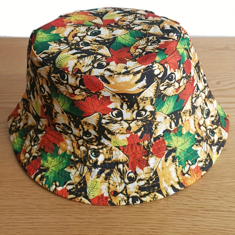 Stylish Unisex Cat Pattern Bucket Hat Ultimate Sun - Temu