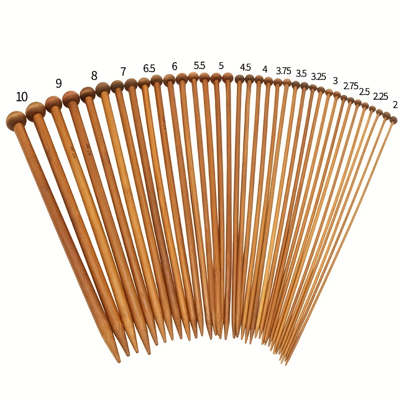 36pcs Carbonized Bamboo Knitting Needle Set 25cm Length Single