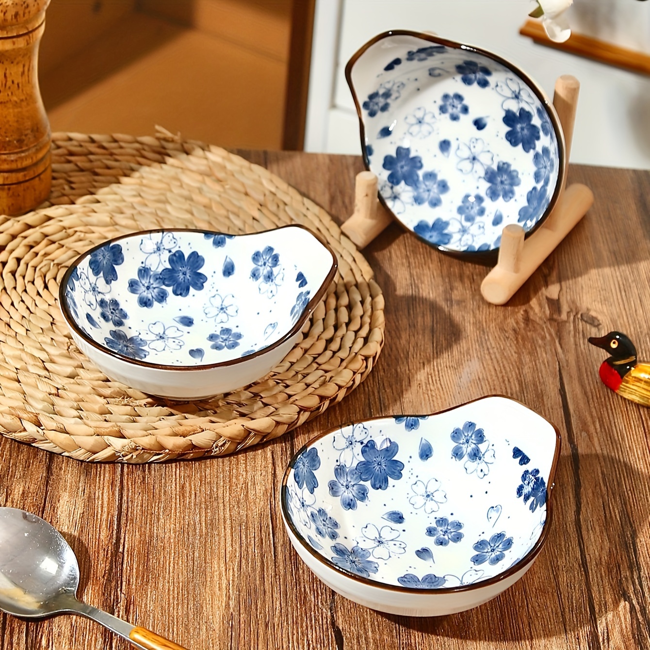 Brown Ceramic Plate and Bowl Set Serving Dishes Set Mini 