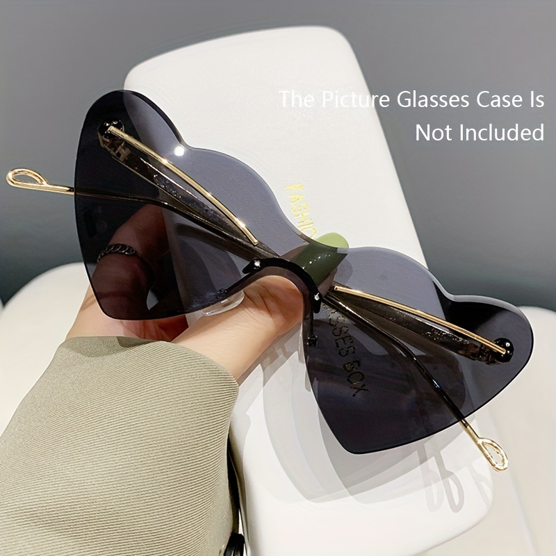 Heart Shaped One-piece Sunglasses For Women Men Ombre Rimless