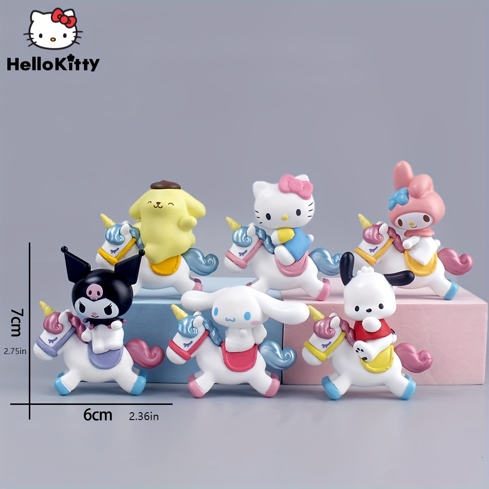 6pcs Anime My Melody Kawaii Desktop Collectible Model Action Figures  Christmas Gifts Cake Home Decoration Pvc Diy Doll Kids Toys