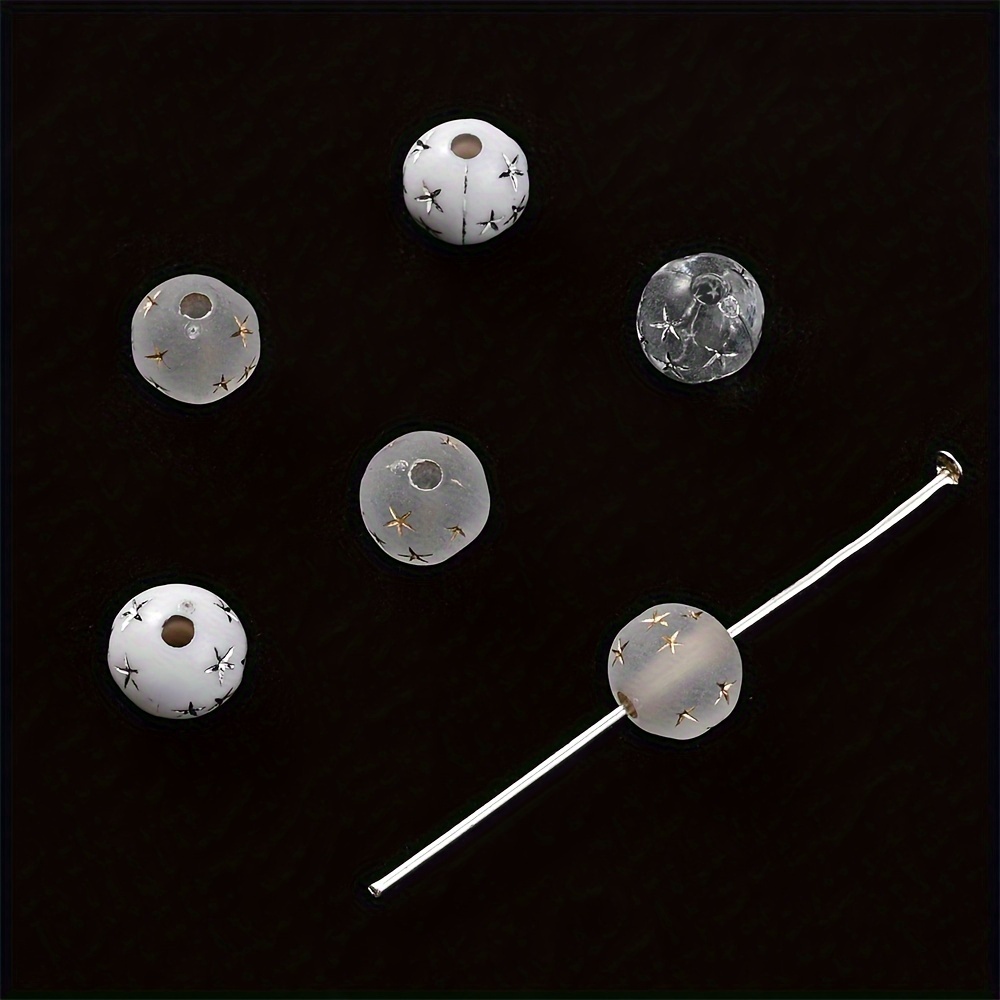 100pcs 8mm Frosted Acrylic Beads in Golden & Silvery - Transparent Round Loose Beads for DIY Bracelets, Phone Charms & Keychain Crafting Accessories, Beads for Bracelets, Golden & Silvery