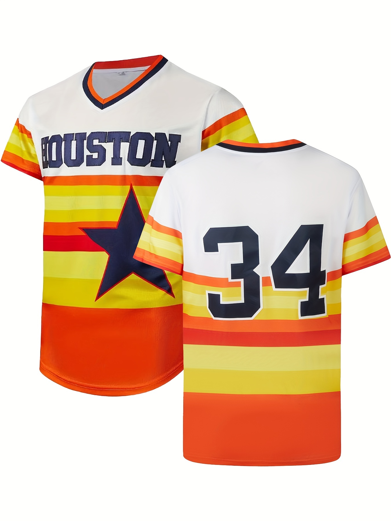Camiseta De Béisbol Bordada HOUSTON #34 Para Hombre, Camisa Transpirable De  Manga Corta De Diseño Clásico Para Fiesta De Competición De Entrenamiento