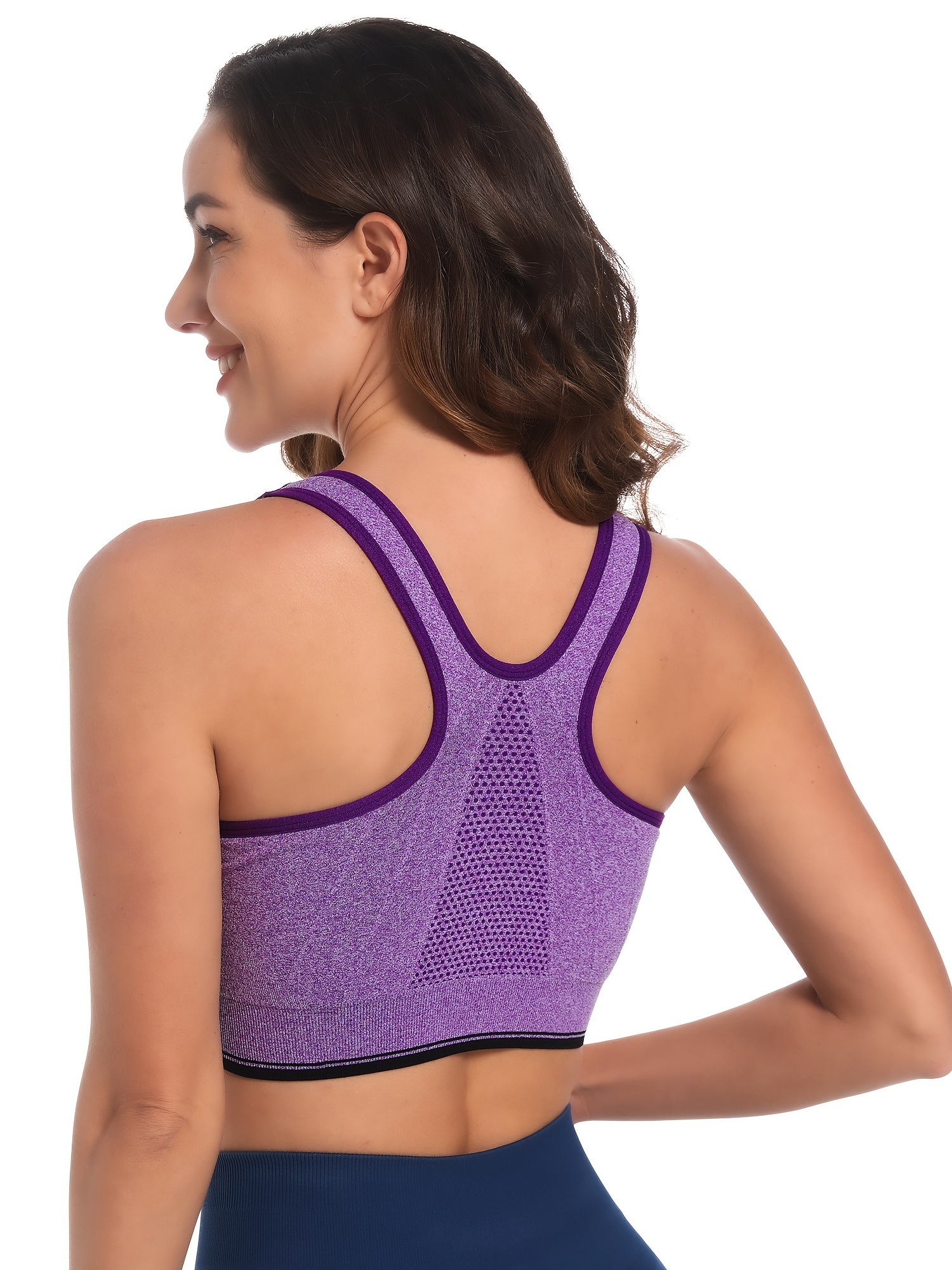 Zip Front Sports Bras Wirefree Post Surgery Bras High Support Running  Workout Yoga Bras for Women High Impact Racerback Bras