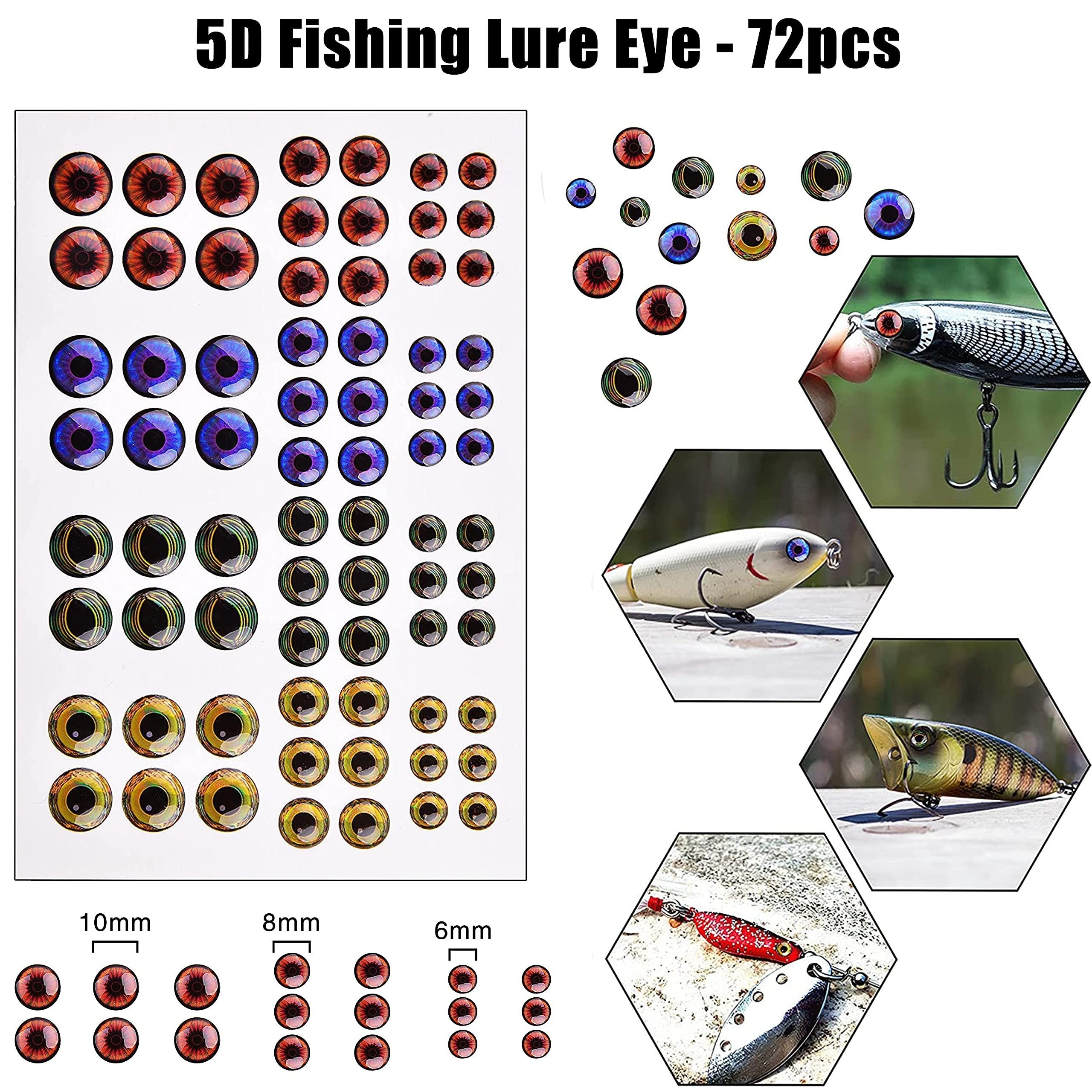 Gejoy 1242 Pieces 3D 4D Fishing Eyes Oval Fishing Lure Eyes Realistic  Fishing Eye for Making Fishing Bait Fly Tying Streamers Lures Crafts (6  Sizes: 3