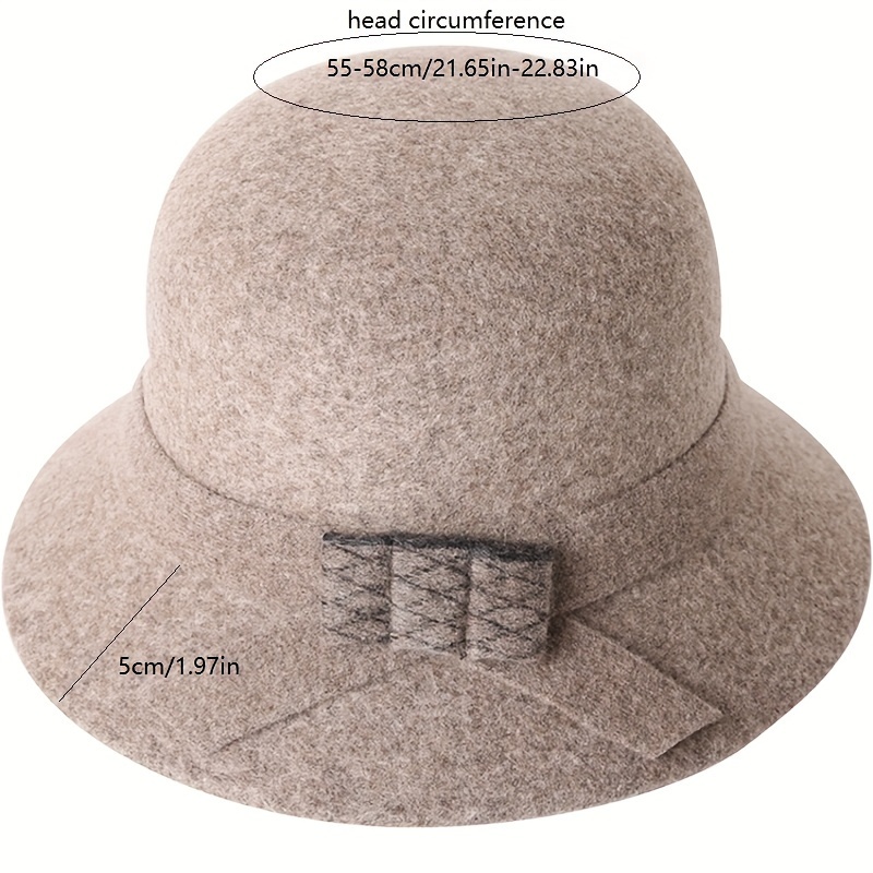 Classic Wool Bucket Hat Elegant Bowknot Decor Basin Hats - Temu