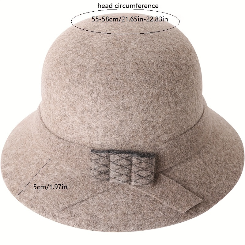 Classic Wool Bucket Hat Elegant Bowknot Decor Basin Hats Solid Color Lightweight Fedoras Felt Hat for Women Autumn & Winter,Temu