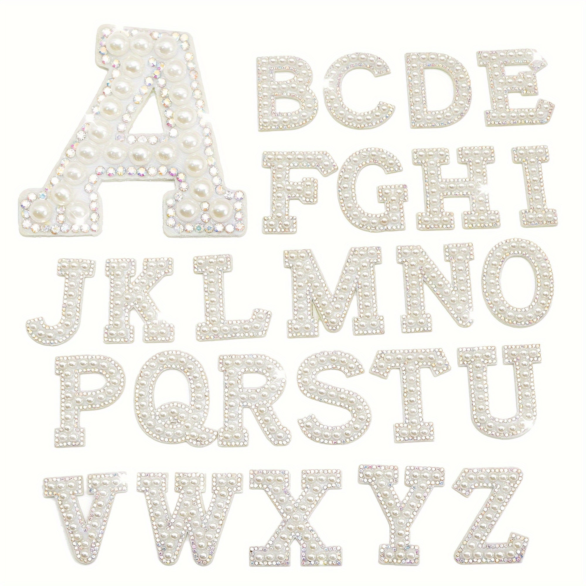 A z Black English Letters Rhinestone Imitation Pearl - Temu