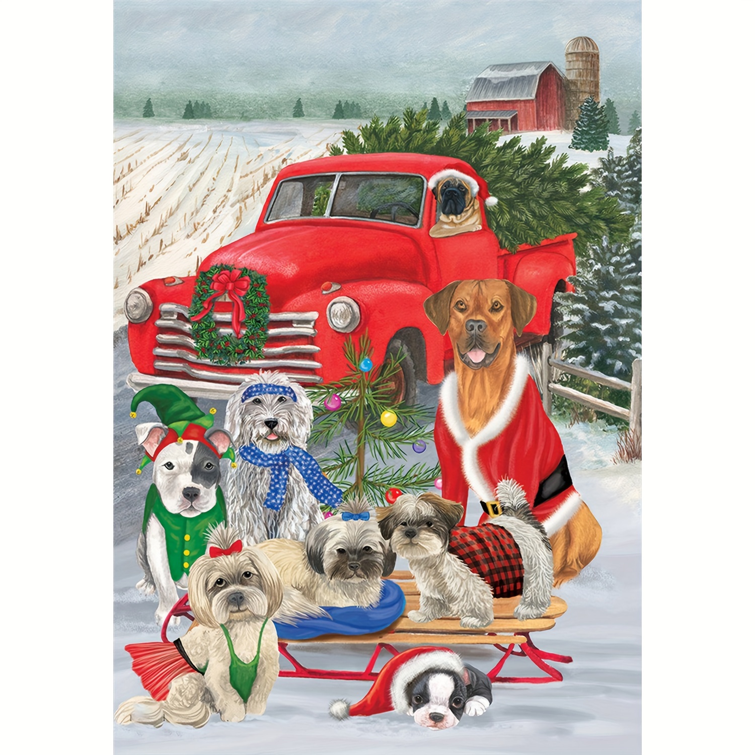 5d Diy Diamond Painting Christmas Kits For Adults Dogs Full