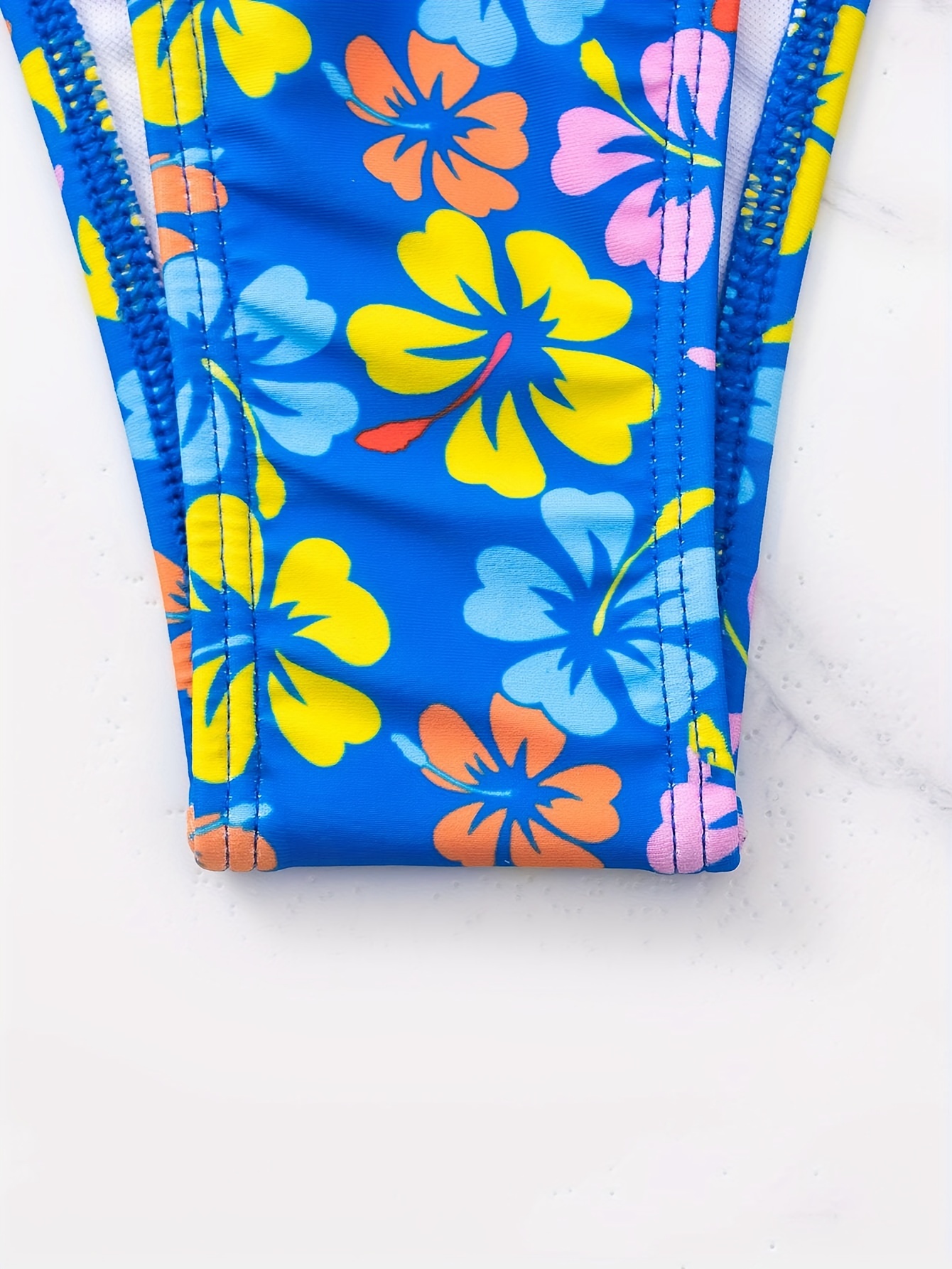 Floral Print Tie Side 2 Piece Set Bikini, Stretchy Triangle Cute Swimsuits,  Women's Swimwear & Clothing