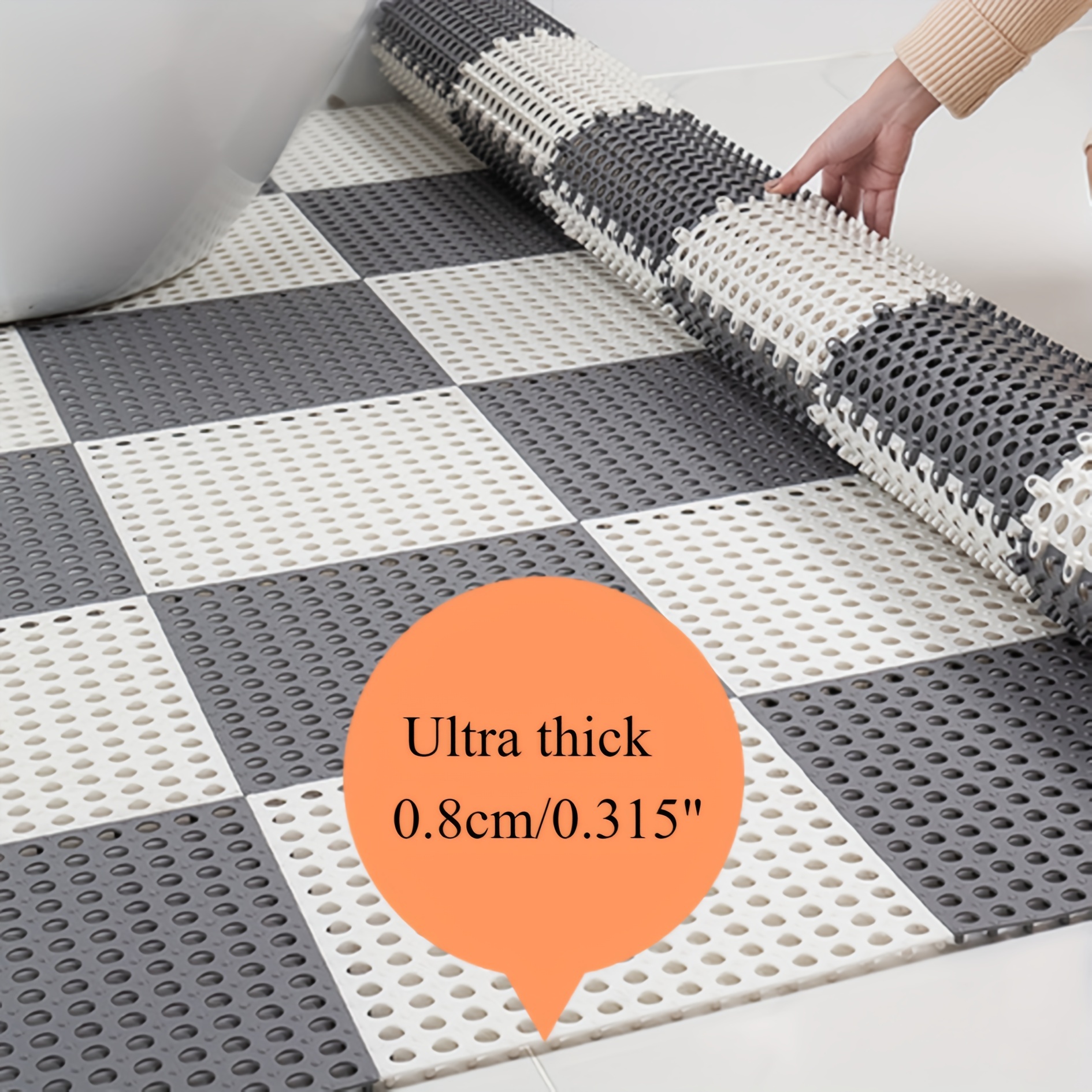 PVC Splicing Floor Mat for Bathroom, Narrow Cut, Hollow, Non-slip,  Decorative, Living Room