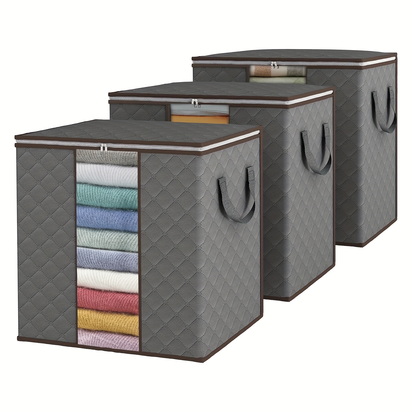 Clothing Storage Bins Closet Bin With Handles Foldable - Temu