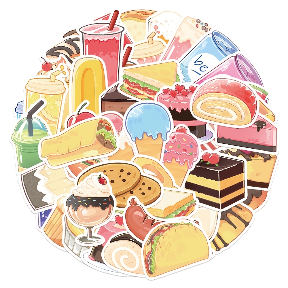 cute Food And Dessert' Theme Waterproof Stickers For Laptop - Temu