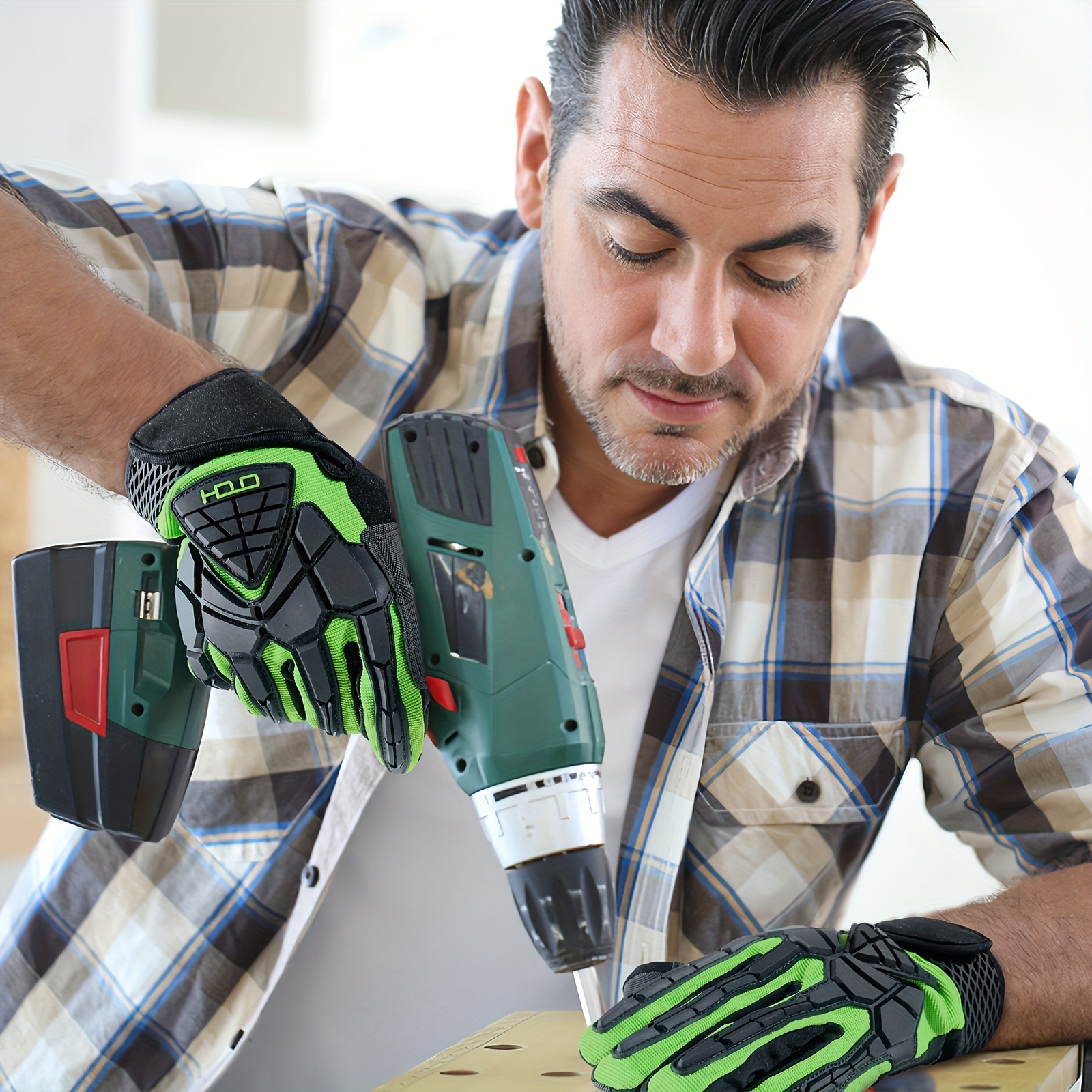 1 Par De Guantes De Trabajo De Servicio Pesado, Guantes De Impacto Con  Protector TPR, Guantes De Trabajo De Mecánica De Utilidad Resistentes Al  Corte