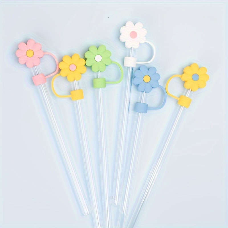 Straw Tips Cover Reusable Straw Toppers Kawaii Flower - Temu